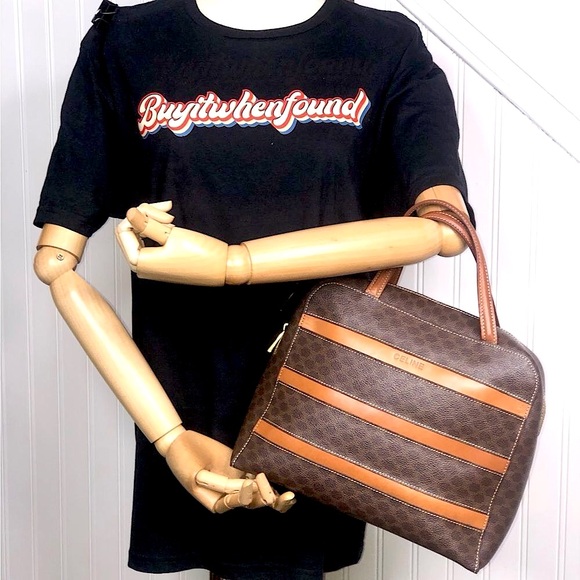 CELINE Macadam Blason Triumph Brown Carry-On Orange Leather Stripes Authentic - Picture 17 of 17